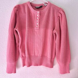 Vintage Andrew St. John Puff Sleeve Faux Pearl Sweater